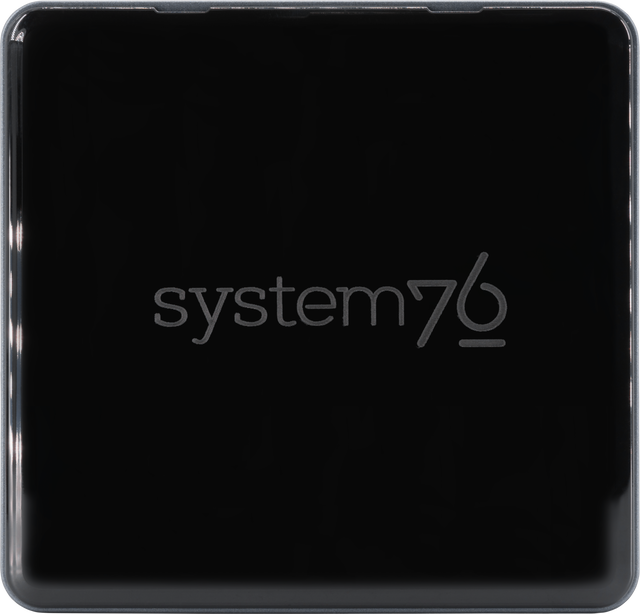 Górna część pulpitu Meerkat z wygrawerowanym laserowo logo System76
